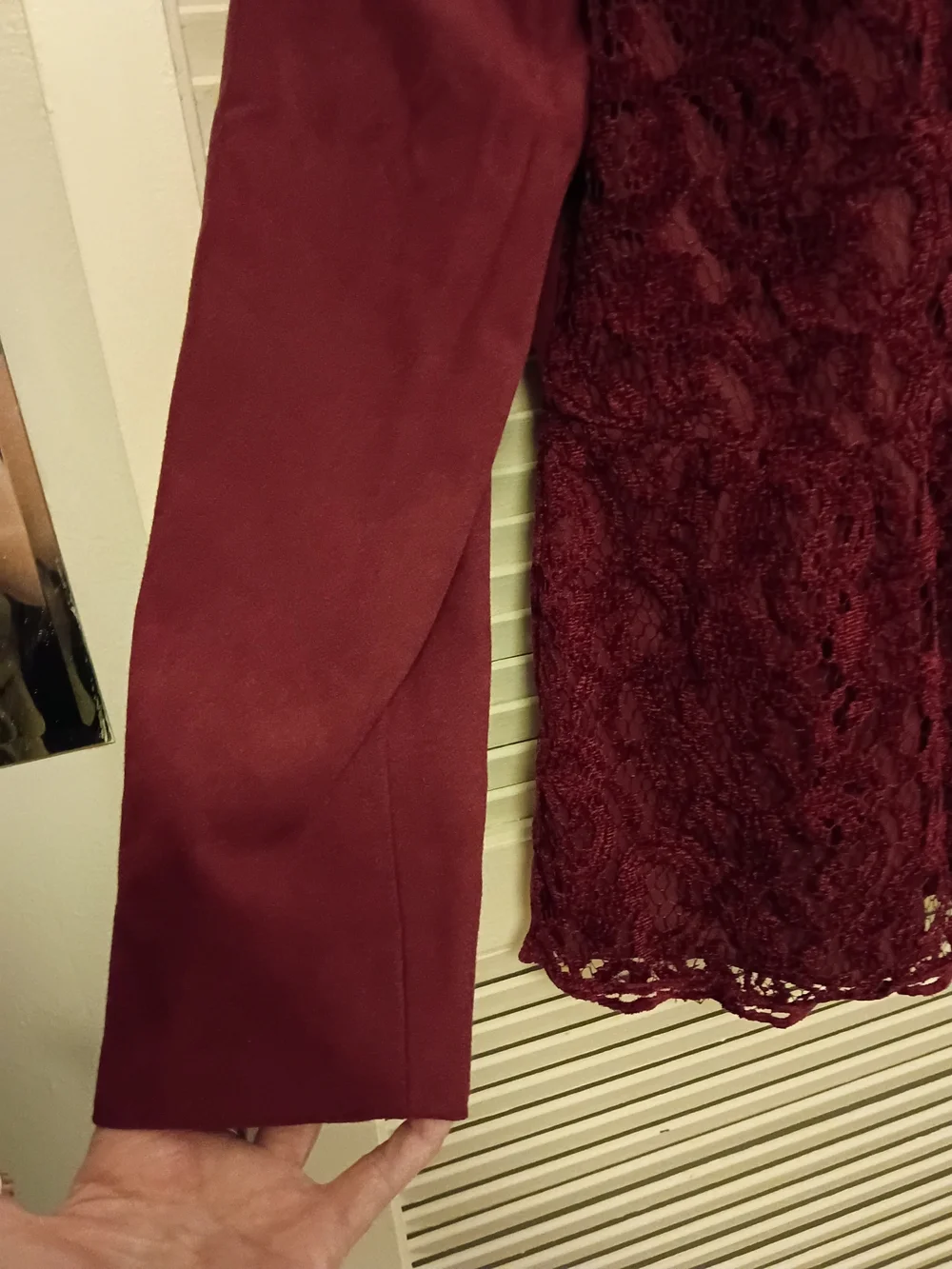 Chico's Wine Lace-Front Open Blazer